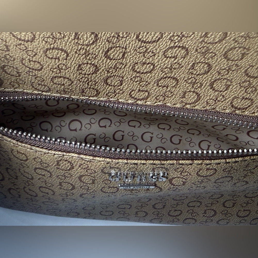 Guess Brown Tan Monogram Pattern Mini Backpack Pu… - image 12